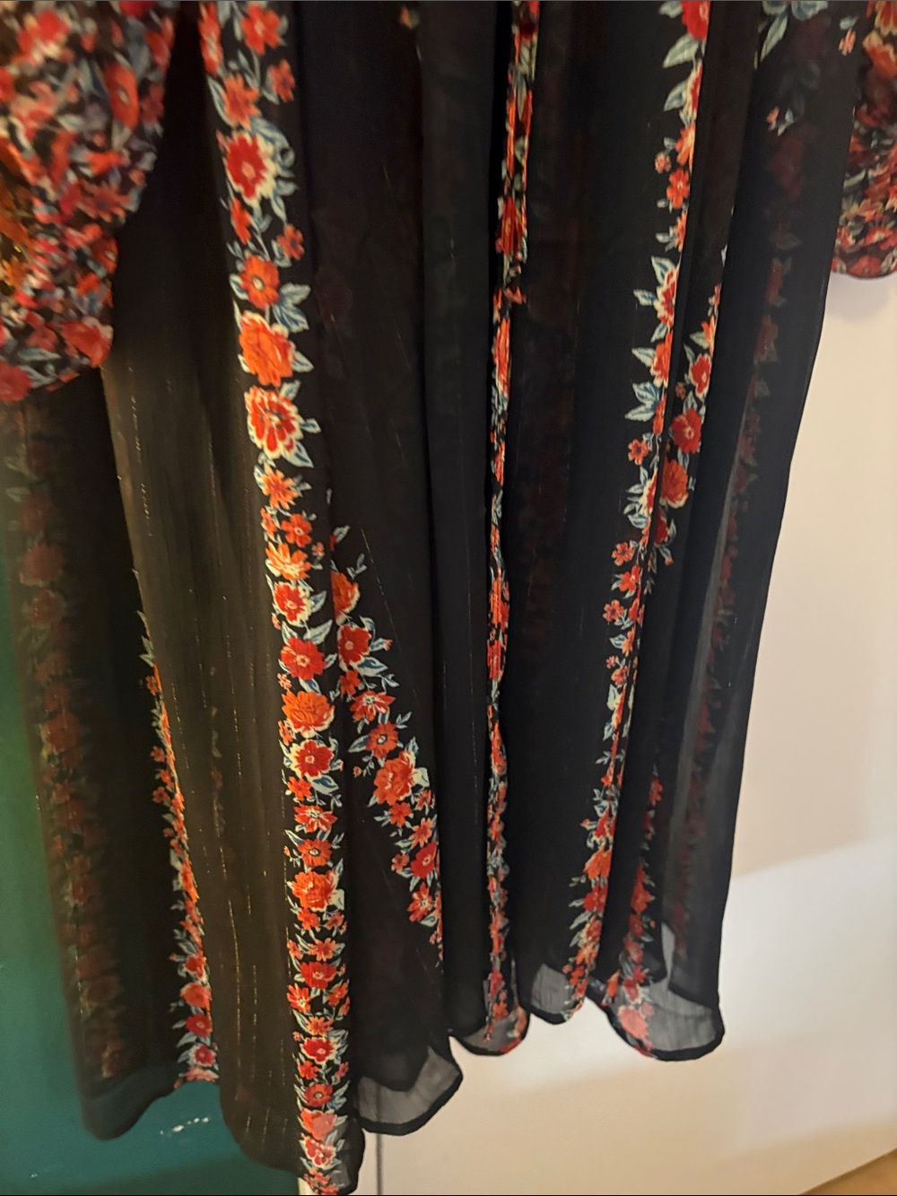 Floral Sheer Black Duster with Red Rose Print - Picture 6 of 6